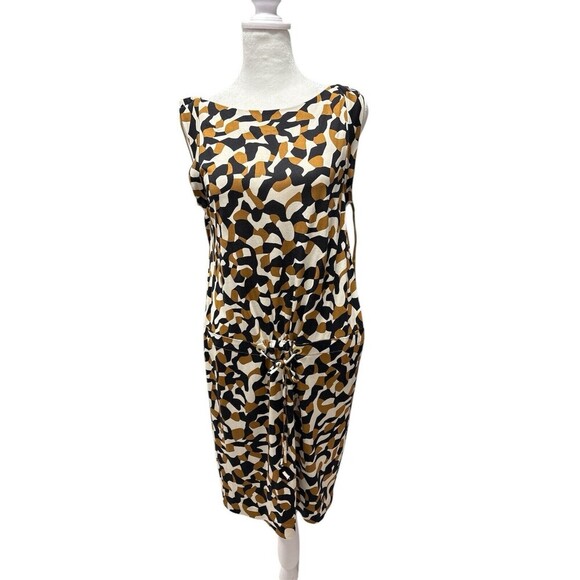 Diane von Furstenberg Dresses & Skirts - DVF DIANE VON FURSTENBERG SILK BROWN BLACK IVORY LO BACK DRAWSTRING DRESS SZ 4